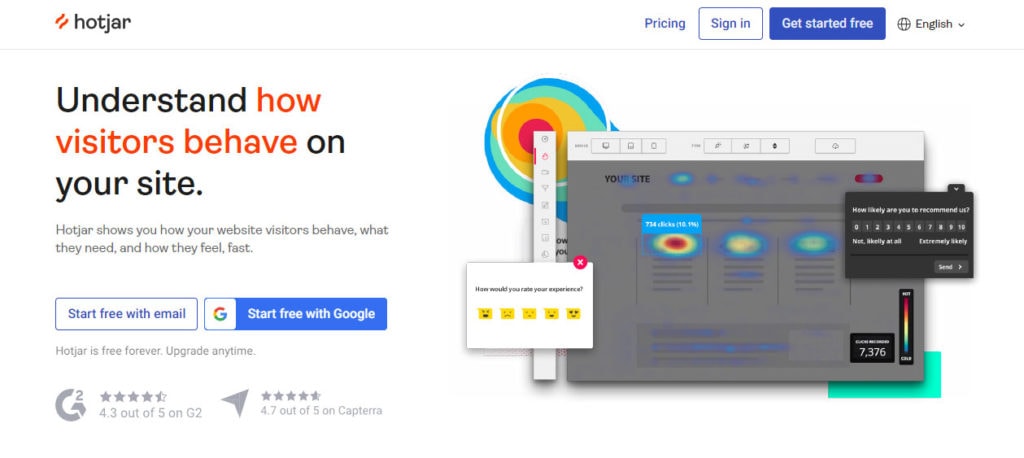hotjar homepage