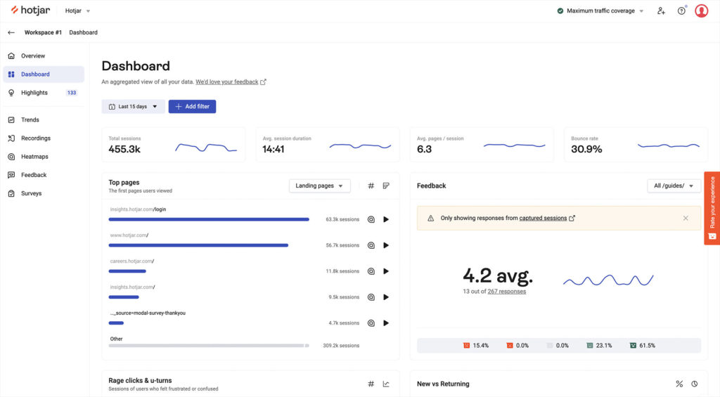 hotjar dashboard