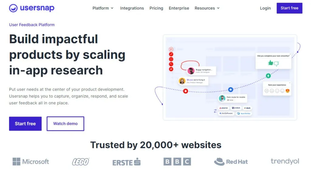 usersnap homepage