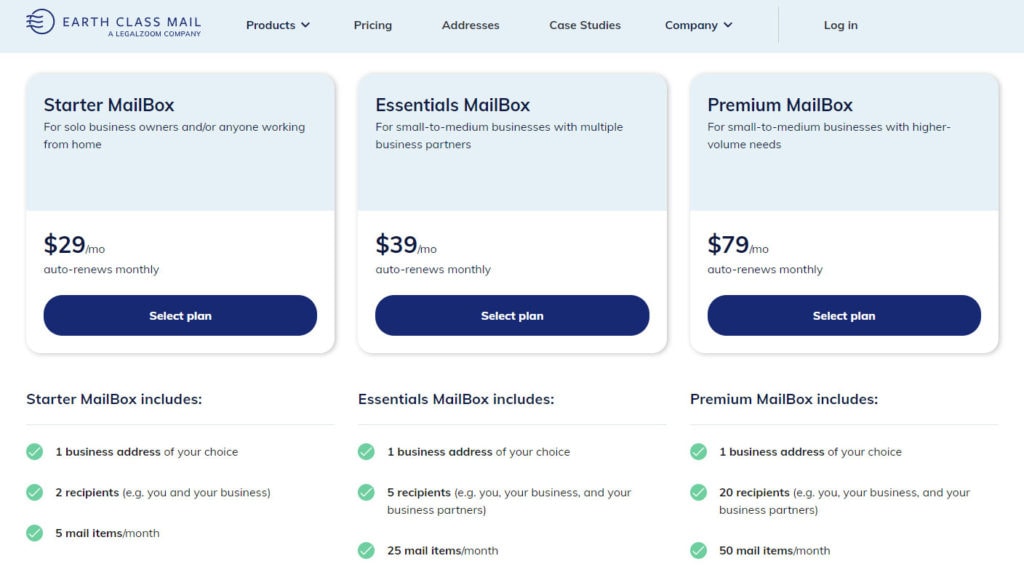 earthclassmail pricing