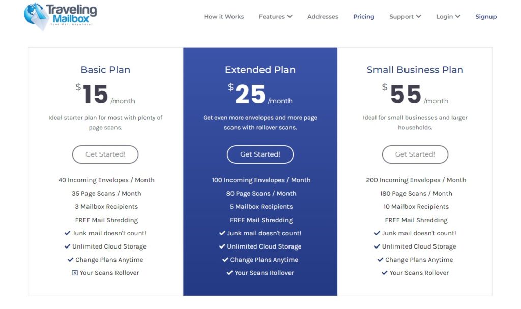 travelingmailbox pricing