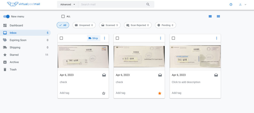 virtualpostmail interface