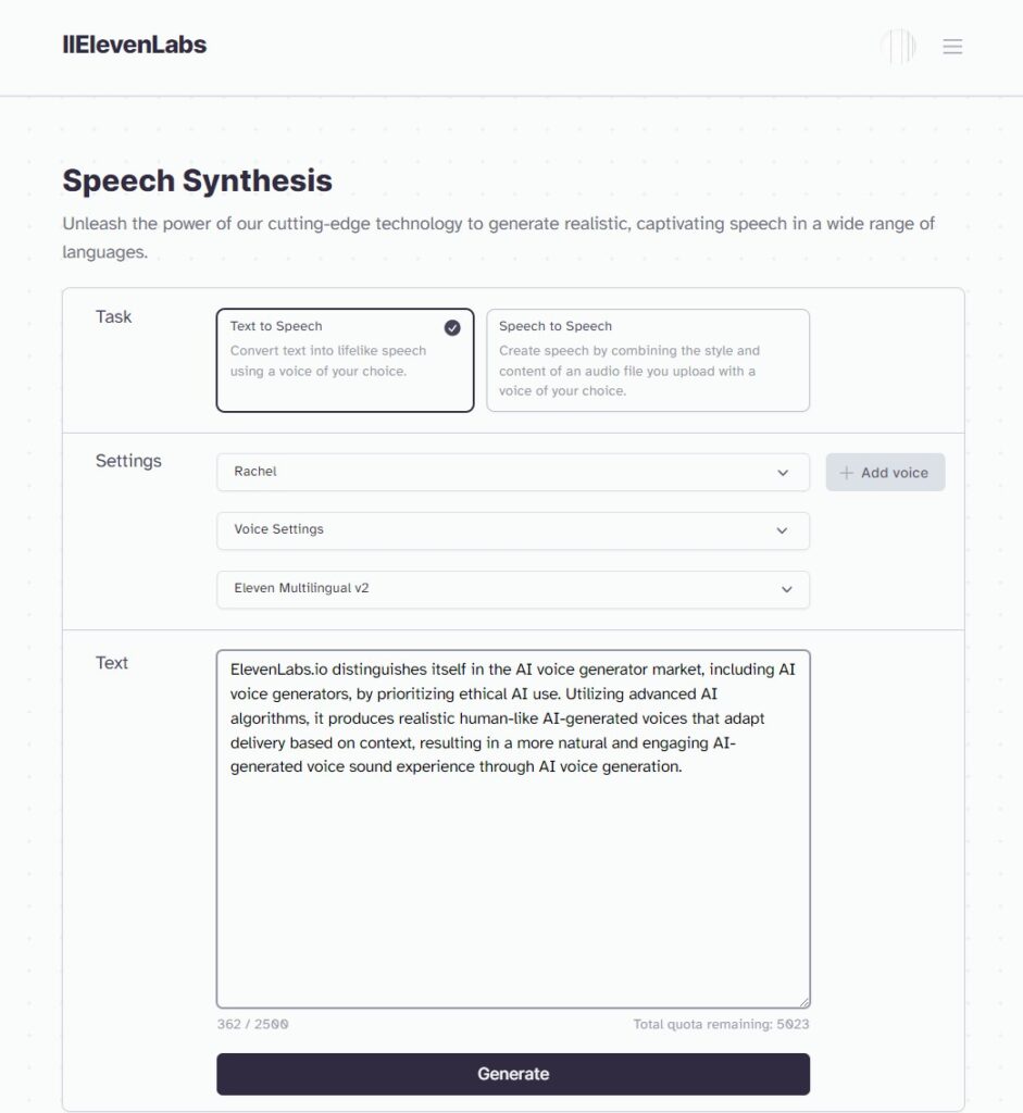 ElevenLabs ai text-to-speech software