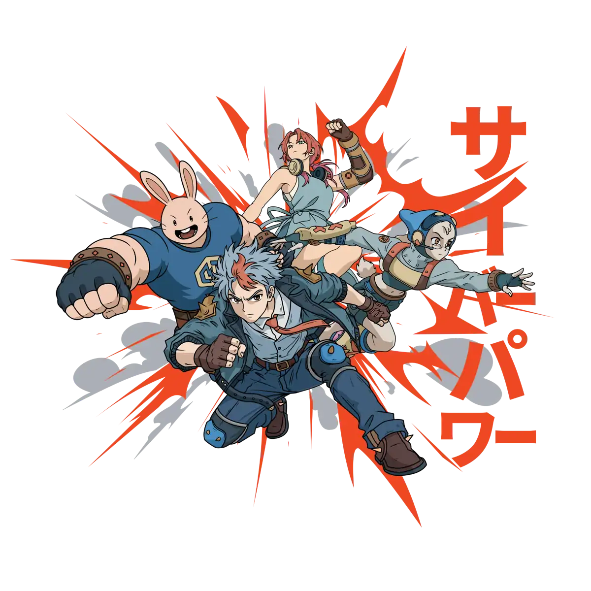CP Crew artwork developed for the Anime Expo 2026 staff shirt, with the cast and bold orange lettering.